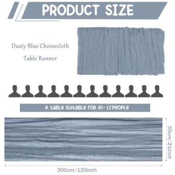 10 Pack Dusty Blue Cheesecloth Table Runner 10FT Boho Gauze Fabric Table Runner Vintage Rustic Sheer...