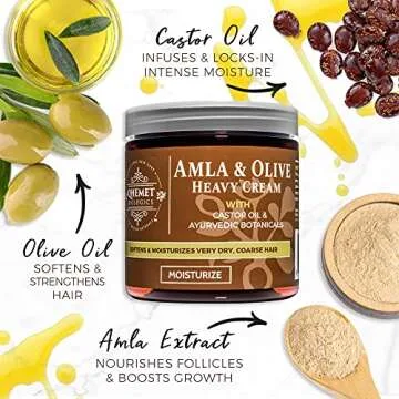 Qhemet Biologics Amla & Olive Heavy Cream - Ultimate Moisturizing Balm for Dry 4C & 4B Hair