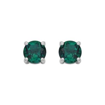 Elegant Amazon Sterling Silver Emerald Stud Earrings