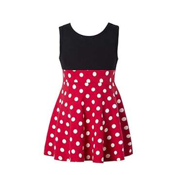 Girls Minnie Princess Dresses Mini Dress for Girls Minnie Costume Baby Girl Dress Polka Dot Dress (Red, 5-6)