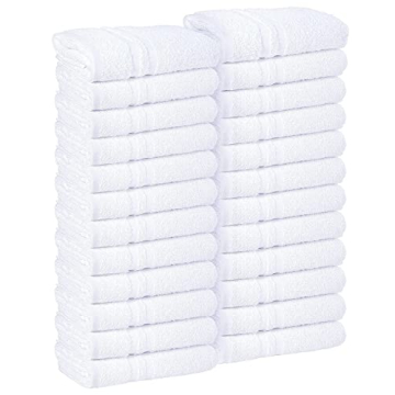 STF Linen Hand Towels (Pack of 24) White Economy Towels Salon Towels - 100% Cotton Spa Towels – 16...