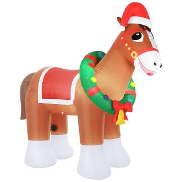 Sonwyoung 9 FT Christmas Inflatable Clydesdale Horse with LED Lights Giant Blow up Animals Cute Clyd...