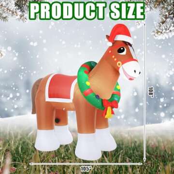 Sonwyoung 9 FT Christmas Inflatable Clydesdale Horse with LED Lights Giant Blow up Animals Cute Clydesdale Horse Inflatables Decorations for Yard Lawn Holiday Garden Farm Themed Party