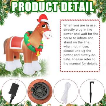 Sonwyoung 9 FT Christmas Inflatable Clydesdale Horse with LED Lights Giant Blow up Animals Cute Clydesdale Horse Inflatables Decorations for Yard Lawn Holiday Garden Farm Themed Party