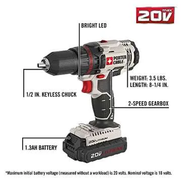PORTER CABLE PCCK604L2 20V MAX 2-Tool Cordless Drill/Driver and Impact Driver Combo Kit