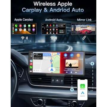 Portable Wireless CarPlay Touchscreen for Car: 4K Apple Carplay & Android Auto Car Play Screen with ...