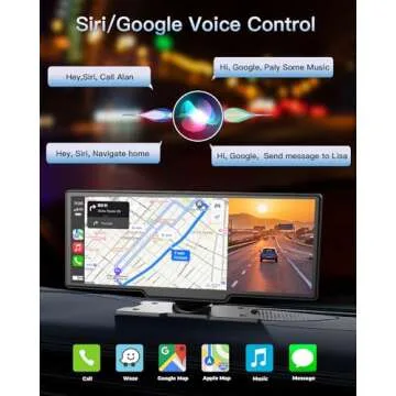 Portable Wireless CarPlay Touchscreen for Car: 4K Apple Carplay & Android Auto Car Play Screen with 4K Dash Cam/1080p Rear Camera/GPS Navigation/Bluetooth/Mirror Link/AirPlay (10.26 in)