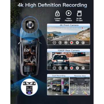 Portable Wireless CarPlay Touchscreen for Car: 4K Apple Carplay & Android Auto Car Play Screen with 4K Dash Cam/1080p Rear Camera/GPS Navigation/Bluetooth/Mirror Link/AirPlay (10.26 in)