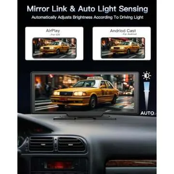 Portable Wireless CarPlay Touchscreen for Car: 4K Apple Carplay & Android Auto Car Play Screen with 4K Dash Cam/1080p Rear Camera/GPS Navigation/Bluetooth/Mirror Link/AirPlay (10.26 in)