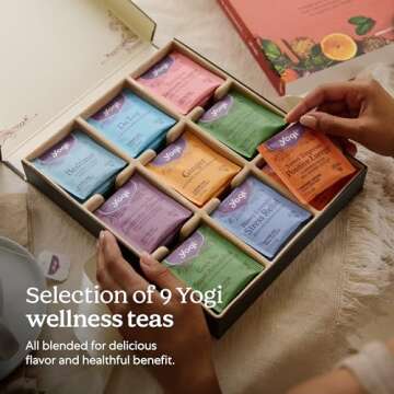 Yogi Organic Tea Sampler Gift Box - Assorted Delicious Wellness Teas - 9 Favorite Herbal, Green & Black Teas - Tea Gift Set & Variety Pack (45 Tea Bags)