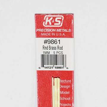 K&S 9861 Round Brass Rod, 1mm OD x 300mm Long, 5 Pieces, Made in The USA