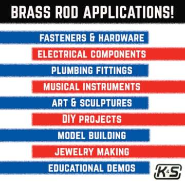 K&S 9861 Round Brass Rod, 1mm OD x 300mm Long, 5 Pieces, Made in The USA