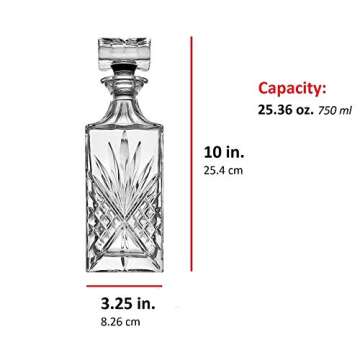 James Scott Crystal Decanter for Whiskey, Liquor and Bourbon - 25 Oz. | Irish Cut design | Gift Box