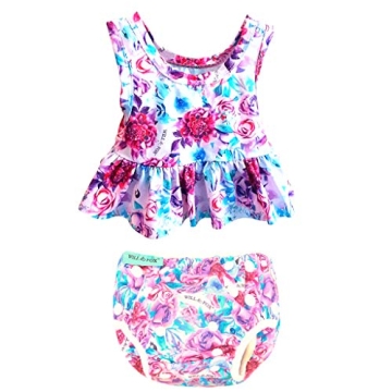 Reusable Swim Diaper and Top for Babies, Infants & Toddlers - Adjustable Girls Swimming Diaper 0-2 Y...