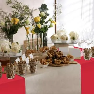 6 Pack Premium Disposable Plastic Tablecloth 54" x 108" Party Table Cloths Disposable for 6 to 8 Foot Tables Indoor or Outdoor Parties Birthdays Weddings Christmas Anniversary Buffet Table (Red)