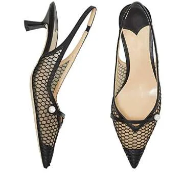 THESHY Women's Slingback Glitter Kitten Heel Pumps