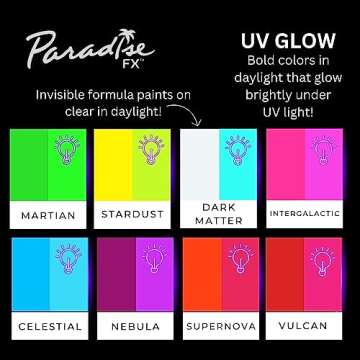 Mehron Makeup Paradise FX Neon UV Glow 8 Color Palette | Magnetic Refillable Special Effects Paint Palette | Professional Water Activated Paint for Raves, Costumes, SFX, Halloween, & Cosplay