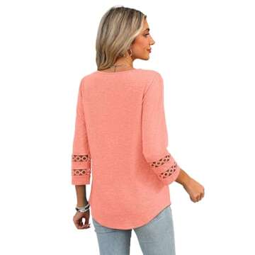 3/4 Sleeve Lace V Neck Women’s Blouse for Spring Style