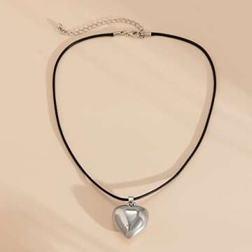 Trendy YURAOER Chunky Heart Choker Necklace for Women