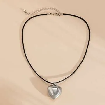 Trendy YURAOER Chunky Heart Choker Necklace for Women