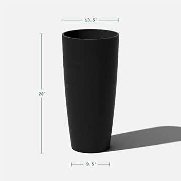 Veradek Mason Series Vega Planter - Round Tall Planter for Indoor or Outdoor Porch/Patio | Made from Plastic & Concrete with Drainage Holes | Modern Décor for, Flowers, Interior Plants