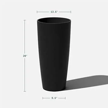 Veradek Mason Series Vega Planter - Round Tall Planter for Indoor or Outdoor Porch/Patio | Made from Plastic & Concrete with Drainage Holes | Modern Décor for, Flowers, Interior Plants