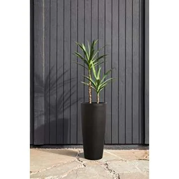 Veradek Mason Series Vega Planter - Round Tall Planter for Indoor or Outdoor Porch/Patio | Made from Plastic & Concrete with Drainage Holes | Modern Décor for, Flowers, Interior Plants
