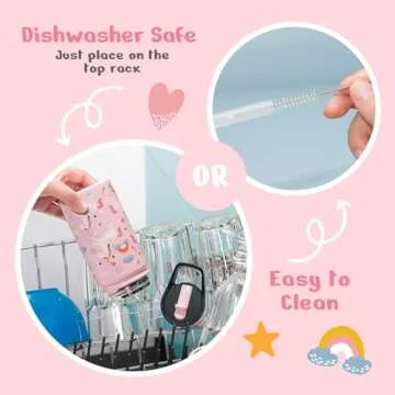 BUZIO 14oz Kids Water Bottle with Straw Lid, Insulated Toddler Water Bottle for School Stainless Steel Thermo Cup for Girls Boys Reusable Leak Proof Bpa-Free Double Walled Flask, Pink Unicorn