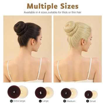 FANDAMEI Hair Bun Maker Set, Donut Bun Maker Set With 4pcs Dark Brown &4pcs Beige(2 extra-large,2 la...