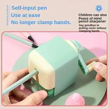 Pencil Sharpener,Automatic Pen Entry Design,The knob can Adjust 5 Types of Pen tip Thickness,Desk Pencil Sharpener,for Standard Pencils,Colored Pencils,and Makeup Pencils,for Classroom,Home,Office Use