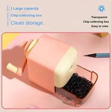 Pencil Sharpener,Automatic Pen Entry Design,The knob can Adjust 5 Types of Pen tip Thickness,Desk Pencil Sharpener,for Standard Pencils,Colored Pencils,and Makeup Pencils,for Classroom,Home,Office Use