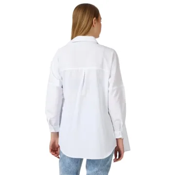 BIG DART Oversized Button Down Shirts for Women, Dressy Casual Long Sleeve Blouses Summer Tops Tunics (Medium, White)