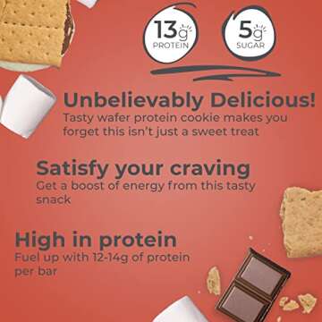 Power Crunch Protein Wafer Bars, High Protein Snacks with Delicious Taste, S'Mores, 1.4 Ounce (12 Co...