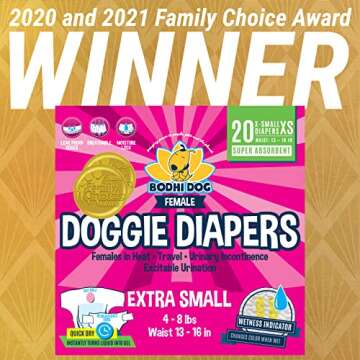 Bodhi Disposable Dog Female Dog Diapers - Super Absorbent, Leak-Proof Pee Wraps - Adjustable Fit, Co...