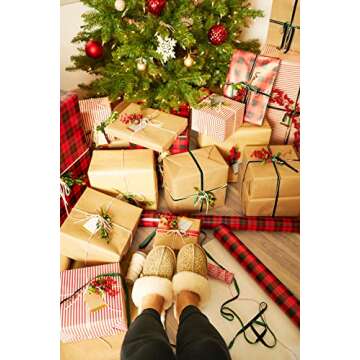 Dearfoams Women's Fireside Sydney Shearling Fur Indoor/Outdoor Scuff Slipper with Wide Widths, Leopard, 10