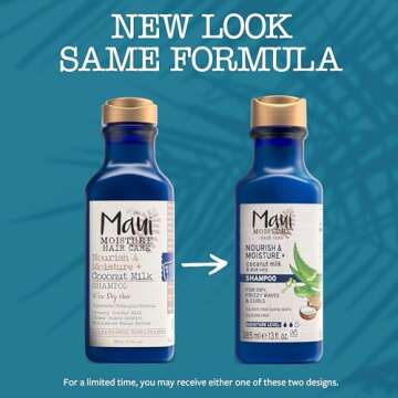 Maui Moisture Nourish & Moisture + Coconut Milk Shampoo to Hydrate and Detangle Curly Hair, Lightweight Daily Moisturizing Shampoo, Vegan, Silicone & Paraben-Free, 13 fl oz