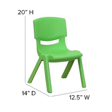 Flash Furniture Green Plastic Stackable School Chair with 10.5'' Seat Height