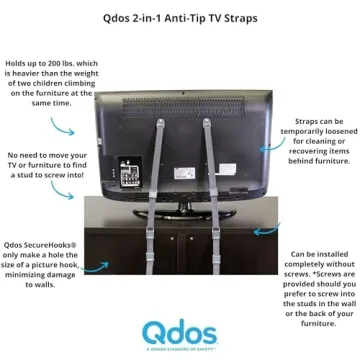 Qdos Anti-Tip TV Straps for Safe Baby Proofing