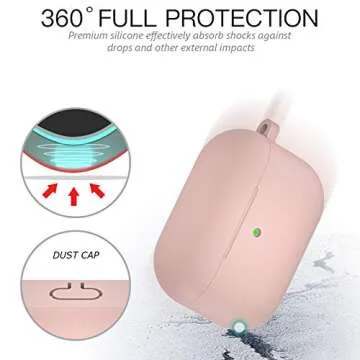 BRG for Airpods Pro Case,Soft Silicone Skin Cover Shock-Absorbing Protective Case with Keychain for Apple Airpods Pro [Front LED Visible]