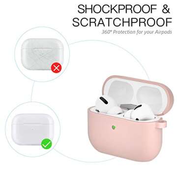 BRG for Airpods Pro Case,Soft Silicone Skin Cover Shock-Absorbing Protective Case with Keychain for Apple Airpods Pro [Front LED Visible]