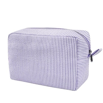 GFU Cosmetic Bags for Women – Stylish Seersucker Travel Organizer