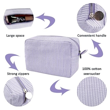 GFU Seersucker Travel Cosmetic Bag for Women - Stylish Organizer