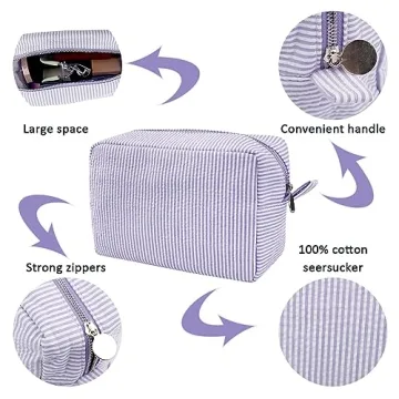 GFU Seersucker Travel Cosmetic Bag for Women - Stylish Organizer