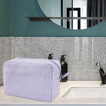 GFU Seersucker Travel Cosmetic Bag for Women - Stylish Organizer