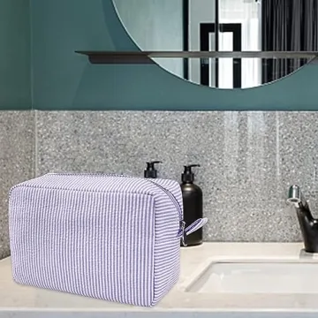 GFU Seersucker Travel Cosmetic Bag for Women - Stylish Organizer