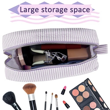 GFU Seersucker Travel Cosmetic Bag for Women - Stylish Organizer