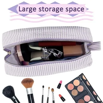 GFU Seersucker Travel Cosmetic Bag for Women - Stylish Organizer
