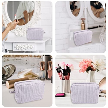 GFU Seersucker Travel Cosmetic Bag for Women - Stylish Organizer