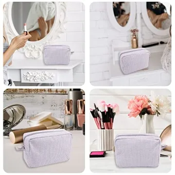GFU Seersucker Travel Cosmetic Bag for Women - Stylish Organizer