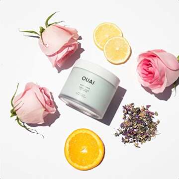 OUAI Body Care Bundle - Foaming Bath Wash, Hydrating Cream, Exfoliating Scalp & Body Scrub - Moisturizing Bath & Daily Care Set (3 Count, 10 Oz/7.5 Oz/8.8 Oz)